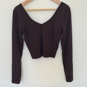 lululemon Long Sleeve V-Neck Crop Top - Dark Purple